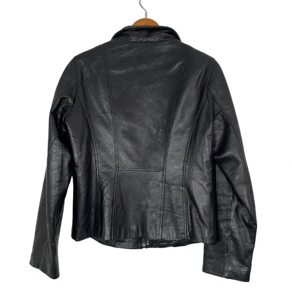 La Nouvelle Renaissance Black Genuine Leather Jacket Size L Y2K 90s Minimalist - Picture 4 of 9